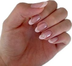 Nails Acrylic Girly, Pink Bow Acrylic Nails, Bow Acrylic Nails French Tip, Almond French Tip Nails With Bow, Simple And Classy Nails, Bow Pink Nails, Baby Pink Nails With Bow, French Tip Nails Bow, Pink French Tip Nails With Bow