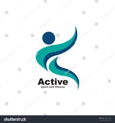 the logo for active sports and fitness is an abstract shape with blue waves on white background