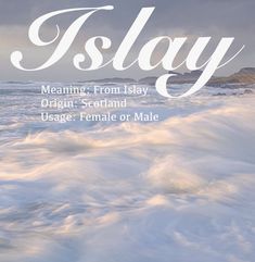 a book cover with the words,'fslay meaning from island origin scotland usage female or male