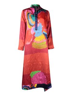 Multicolored kaftan with papagalos print. Long sleeves, partial front button closure.This vibrant kaftan, designed with an exclusive multicolored papagalos print on a coral base, exudes a playful yet sophisticated aesthetic. A relaxed fit with a partially buttoned front placket offers both comfort and style, perfect for laid-back yet stylGender: WomenMaterial: 100% SILKColor: PINKMade in: ImportedProduct ID: PAKDN241 PAPAGALOS CORAL*Import tax/duty will be calculated at checkout (If applicable) Spring Silk Kaftan With Abstract Print, Spring Multicolor Abstract Print Kaftan, Vibrant Multicolor Spring Kaftan, Vibrant Printed Multicolor Kaftan, Multicolor Abstract Print Kaftan For Spring, Silk Multicolor Kaftan With Vibrant Print, Silk Kaftan With Multicolor Vibrant Print, Multicolor Vibrant Printed Kaftan, Red Kaftan With Vibrant Print For Spring