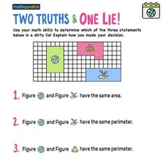 two truths and one lie worksheet for students to practice their math skills