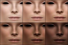 multiple images of different shapes and sizes of woman's face, including the nose