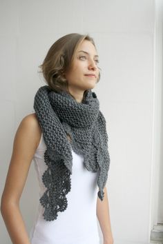 Free Shipping Handmade Charcoal Triangle  Midi Shawl by denizgunes, $54.00 Casual Knitted Winter Shawl, Knitted One-size Shawl For Winter, Knit Scarf Knitting Pattern For Winter, Winter Knit Scarf Knitting Pattern, Winter Knitting Pattern For Scarf, Cozy Knit Scarf Knitting Pattern, Cozy Knitting Pattern For Knit Scarf, Yarn Shawl Knitting Pattern, Handmade Knit Scarves For Winter