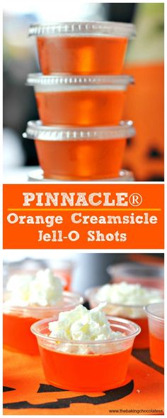 orange creamsice jell - o shots with text overlay