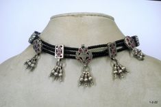 vintage antique tribal old silver choker necklace from rajasthan india, great design old silver pendants re-strung in traditionaly way with black beads. Collectible item. Best gift item. Note - Please check pictures carefully for more details. Length - Free size can be adjust by back thread knot. Gross weight - 39 grams Material - Silver and original old worn piece. Traditional Black Beaded Jewelry For Festivals, Traditional Black Jewelry For Festival, Traditional Black Beaded Jewelry, Traditional Black Beaded Necklaces For Festivals, Bohemian Silver Jewelry With Black Beads, Traditional Metal Beaded Necklaces With Silver Beads, Traditional Black Beaded Necklaces, Traditional Silver Temple Necklace With Round Beads, Festival Silver Beaded Temple Necklace