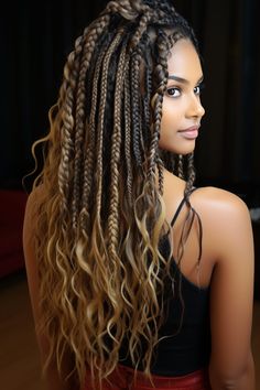 70 Best Box Braids Hairstyles for Every Occasion Triangle Part Box Braids, Chunky Box Braids, Ombre Box Braids, Short Box Braids, Hot Hair Styles, Shaved Sides