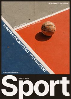 an advertisement for the summer basketball tournament in front of a court with a basketball on it