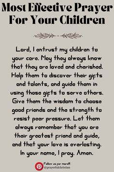 a poem with the words most effective prayer for your children