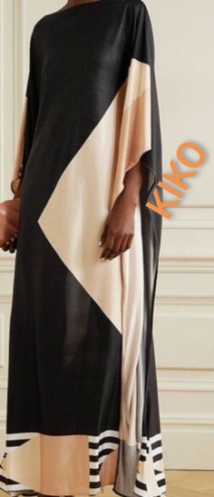 kiko DRESS, L_XL, bust 104cm, bust 42inch, black viscose with color design, maxi length 125 cm from shoulder to neck, wide, dropped sleeve, back button closure Superior quality execution, HANDMADE You can request by message or e-mail ecaterina.alecu@yahoo.com, ANY size xs__xxxl and color Please refer to the exposed measurement table for a correct choice of measurement ALSO, you can send a picture or sketch of any other product you want me to work on/dresses, skirts, blouses, pants, jackets... ki Bat Sleeves Dress, Printed Silk Fabric, Silk Kaftan, Maxi Jersey Dress, Black And Beige, Satin Silk, Kaftan Dress, Bohemian Dress, Womens Fashion Casual