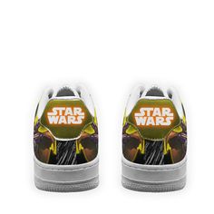 a pair of shoes with star wars characters on them