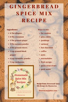 the recipe for gingerbread spice mix is shown