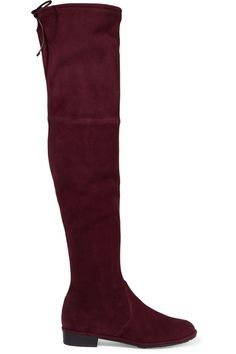 Stuart Weitzman - Lowland Suede Over-the-knee Boots - Burgundy - IT39.5 Keen Boots, Stuart Weitzman Lowland, Burgundy Fashion, Stuart Weitzman Boots, Knee Length Boots, Sock Booties