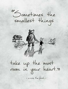 winnie the pooh quote with an image of a bear holding onto a heart shaped balloon