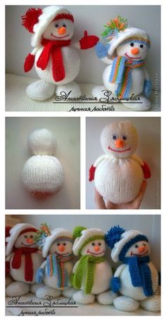 there are many stuffed animals made to look like snowmen