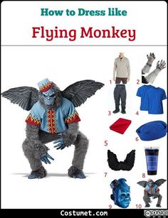 an image of how to dress like flying monkey costume for men and women with instructions