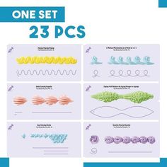 one set of 25 pc's with different shapes and sizes, including wavy waves