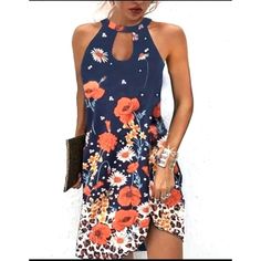 Flaunt Your Style With The Walrica Flower Print Halter Mini Dress In Navy Blue. This Sleeveless Dress, Size Large, Is Perfect For Women Who Love A Chic And Feminine Look. Brand: Walrica Style: Sleeveless Color: Navy Blue Size: Large Design: Flower Print Ideal For: Women Please Note That The Color Of The Item In The Pictures May Vary From The Actual Item Due To Camera Settings, Lighting, Your Devices Display And Other Factors. Features: Sleeveless Size: Womens Large Condition: New With Tags Blue Floral Print Mini Dress For Summer, Blue Floral Print Dress For Summer, Blue Floral Print Summer Dress, Blue Floral Print Sleeveless Dress For Summer, Summer Blue Floral Print Sleeveless Dress, Sleeveless Summer Blue Floral Dress, Sleeveless Blue Floral Summer Dress, Sleeveless Blue Floral Dress For Summer, Casual Floral Print Sleeveless Party Dress