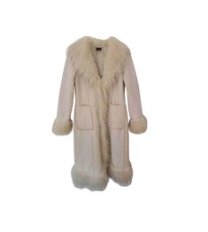 Women's Superdry Long Afghan Coat Elevate your winter wardrobe with this stunning Women's Superdry Long Afghan Coat. Crafted with soft, curly fur and a luxurious Mongolian design, this off-white overcoat combines boho style with ultimate warmth, making it the perfect statement piece for chilly days. Features: Made from high-quality lambskin for a plush and cozy feel. Unique Afghan design with curly fur detailing that adds texture and charm. Versatile off-white color that effortlessly complements Luxury White Sheepskin Outerwear, Luxury Long Beige Fur Coat, Luxury Long Winter White Fur Coat, Luxury Beige Sheepskin Fur Coat, Cream Long-sleeved Fur Coat For Winter, Penny Lane, Off White Color, Boho Stil, Winter Wardrobe