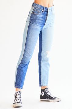 PRE-ORDER: EXPECTED TO SHIP MAY 26TH.  DESCRIPTION We've created a silhouette that will undoubtedly flatter any body type- like something straight out of a dream. The destruction and tears at the knees make for a great subtle badass vibe with an effortless chic style. We left this denim at a traditional hem at the ank Fitted Distressed Cropped Denim Jeans, Fitted Distressed Denim Cropped Jeans, Fitted Washed Blue Cutoff Jeans, Fitted Denim Cutoff Cropped Jeans, Blue Distressed Cropped Jeans With Relaxed Fit, Fitted Ripped Jeans In Recycled Denim, Ripped Fitted Jeans In Recycled Denim, Fitted Faded Cutoff Jeans, Fitted Cutoff Faded Jeans