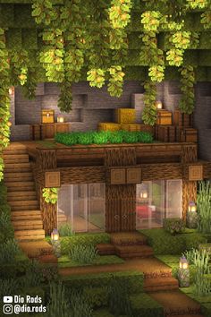 Minecraft Lush Cave, Minecraft Cave House, Lush Cave, Case Minecraft, Rumah Minecraft Sederhana, Starter House, Minecraft Structures, Minecraft House Ideas, Minecraft Interior Design