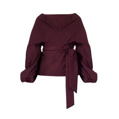 Plum Top, Shirt Blouses Women's, Wrap Belt, Purple Top, Balloon Sleeves, Independent Designers Fashion, Classy Outfits, Pink Purple, Stylish Outfits