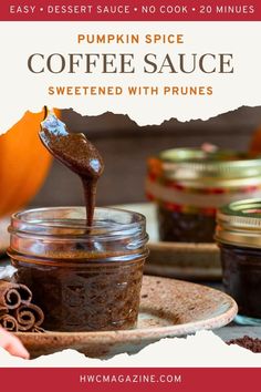 pumpkin spice coffee sauce with prunes on a plate