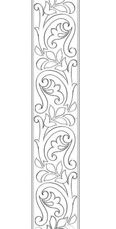 an ornate design with swirls and leaves on the side of a bookmark, in black and white