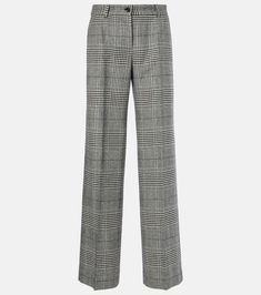 Classic Wool Wide Leg Office Pants, Classic Wool Wide Leg Pants For Office, Luxury Wool Wide Leg Pants, Elegant Plaid Pants For Workwear, Classic Plaid Pants For Workwear, Elegant Plaid Business Casual Pants, Luxury Wool High-waisted Wide Leg Pants, Elegant Plaid Pants For Business Casual, Luxury High-waisted Wool Wide Leg Pants