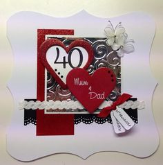 a close up of a greeting card with a heart and number 40 on the front