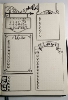 Source Gaëlle Auffret via le groupe FB Bullet Journal - Version française Penanda Buku, Sketch Note, Bullet Journal Notes, Sketch Notes, Dot Journals, Bullet Journal Art, Bullet Journal Layout, Bullet Journal Inspo, Journal Layout