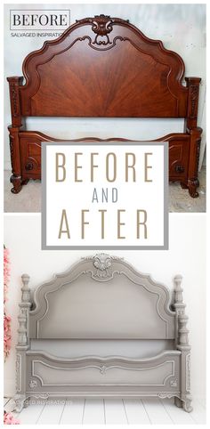 the before and after of an old bed frame