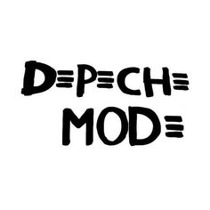 the words depeche mod are written in black ink on a white paper background