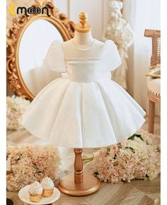 Get 10% off now! Buy couture elegant white folwer girl dress with pearls at cheap price online. Free stable shipping and pro custom service since 2009. Elegant Spring Baptism Party Dress, Elegant Spring Princess Dress For Baptism, Elegant Spring Princess Dress With Fitted Bodice, Elegant First Communion Dress For Summer, White Short Sleeve Princess Dress For Dress-up, Elegant Summer First Communion Dress For Party, Elegant White Princess Dress With Fitted Bodice, Elegant Summer First Communion Dress, Elegant Summer First Communion Party Dress