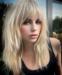 26 Choppy Shag Hairstyles For Medium Hair You Can’t Miss In 2024 Bardot Shag, Medium Shag Haircuts, Long Shag Haircut, Side Bangs Hairstyles, Blonde Hair With Bangs, Layered Haircuts For Medium Hair, Haircuts For Medium Hair