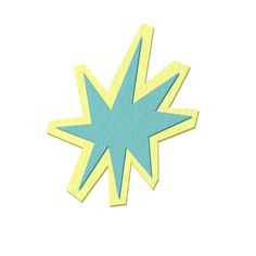 a blue and yellow star shaped object on a white background