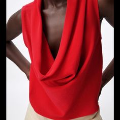 Nwt Sexy Red Sleeveless Cowl Neck Perfect Cleavage! Ships Same Day Red Sleeveless Tank Top For Night Out, Chic Red Tank Top For Night Out, Red Sleeveless Blouse For Party, Chic Red Stretch Tops, Elegant Red V-neck Tank Top, Elegant Red Tank Top For Night Out, Red Stretch Sleeveless Blouse, Elegant Red Sleeveless Top, Chic Red Sleeveless Blouse