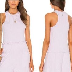 Lavender Super Comfy Very Soft Stretch Material Racer Back Size M Purple Stretch Feminine Top, Spring Fitted Lavender Tank Top, Purple Sleeveless Top For Day Out, Fitted Lavender Tank Top For Spring, Stretch Purple Feminine Tops, Sleeveless Purple Top For Day Out, Spring Lavender Sleeveless Tank Top, Lavender Sleeveless Tank Top For Spring, Lavender Summer Top For Daywear