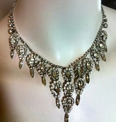 INCREDIBLE WEISS:  Vintage Clear Rhinestone by PERSONALimage Wedding Jewelry Vintage, Vintage Rhinestone Necklace, Vintage Wedding Jewelry, Cape May Nj, Quartz Pendant Necklace, Rhinestone Choker Necklace, Crystal Choker Necklace, Black Bead Necklace, Rhinestone Choker