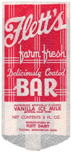 a red and white advertisement for a bar