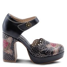 Estilo L`Artiste: Debbihary


 Modernos zapatos Mary Jane con detalles de rosas en relieve y parte superior de cuero recortado con correa ajustable en el tobillo sobre un talón forrado en cuero.


 Superior de cuero


 Forro: Sintético


 Plantilla: Sintética


 Suela: Caucho


 Cierre: Hook&Loop


 Altura del Tacón: 4"


 Altura de la plataforma: 1 "


 Características:


 - Plantilla Acolchada, Ajustable, Pintada a Mano, Premium


 Descargo de responsabilidad: los productos L'Artiste están he Mary Jane Shoes Black, Zapatos Mary Jane, Spring Step Shoes, Chic Leather, Wrap Heels, Mary Jane Pumps, Jane Shoes, Artist Style, Trendy Style