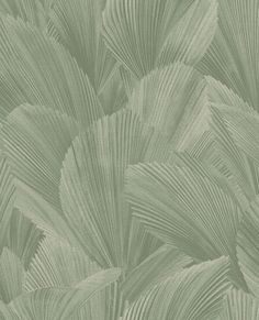 a green wallpaper with large leaves on the top and bottom, in shades of grey