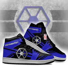 Separatist Star Wars Symbols J1 Shoes Custom For Fans TT20All of our JD Sneakers styles are custom-made-to-order and handcrafted to the highest quality standards. High-quality rubber sole for traction and exceptional durability. Lace-up closure for a snug fit. Material: Microfibre leather: chemical & abrasion resistance, anti-crease, aging resistance Eco-friendly and 100% Vegan. Please allow 10-15 business days to receive a tracking number while your order is hand-crafted, packaged and shipped f J1 Shoes, Star Wars Symbols, Sneaker Culture, Cartoon Shoes, Cartoon Fan, Shoes Custom, Custom Cartoons, Air Jordan 1 High, Jordan 1 High