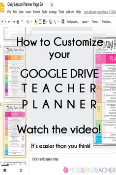 the google drive teacher planner with text overlay