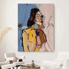 a painting on the wall of a living room