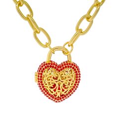 Ruby Red "Locket Full of Love" Pendant " 18" Necklace by Ritzy Couture DeLuxe " 18k Gold Plating Treasure your precious heart with our Locket Full of Love Pendant Necklace!  Let your love out, or keep it locked away. You'll look stunningly fabulous with this necklace either way so choose what your heart tells you. This original design by Ritzy Couture DeLuxe, hand-crafted by trained artisans, is made from Ruby Red crystals with 18k gold plating. Together, it creates a piece of artistic jewelry t Simple Long Necklace, Blue Gem Necklace, Beaded Bib Necklace, Elephant Pendant Necklace, Blue Topaz Necklace, Love Pendant, Gem Necklace, Long Chain Necklace, Beaded Statement Necklace