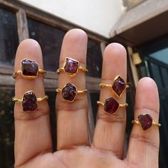 Rough Garnet Ring, Raw Garnet Ring, Brass Ring, Gold Plated Ring Ring, Tiny Ring, For Her, Chunky Boho Ring, Christmas Gift, Rings, C120704 Gemstone - Rough Garnet Weight - 3.1gm Stone Size- 10x12mm Metal - Brass With Gold Plated Garnet Ring For Gift, Garnet Gemstone Ring As Gift, Garnet Gemstone Ring For Gift, Gold Garnet Open Ring, Spiritual Ruby Rings For Gifting, Garnet Stackable Rings As A Gift, Gift Ruby Stackable Open Ring, Stackable Ruby Open Ring As Gift, Stackable Open Ruby Ring As Gift