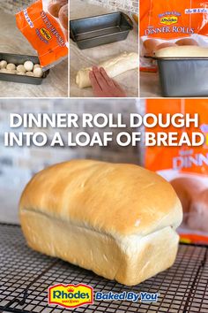 an image of bread being made with dinner roll dough into a loaf of bread