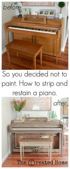 the before and afters of an old piano