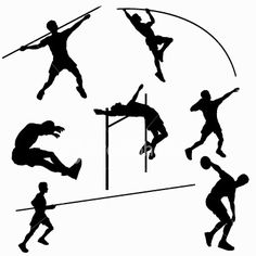 the silhouettes of people doing different tricks