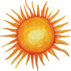 an orange and yellow sunburst on a white background